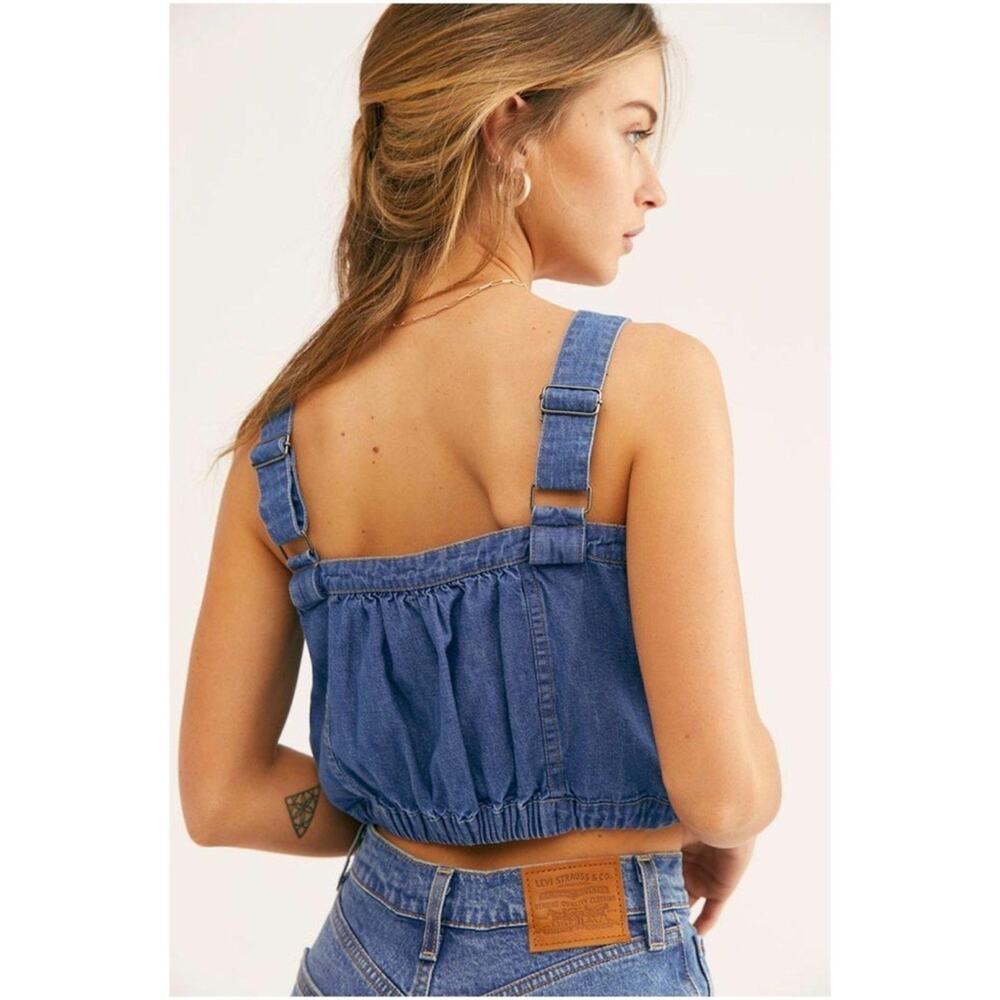 Free People We The Free Palm Desert Denim Tank Top cropped - Picture 2 of 9